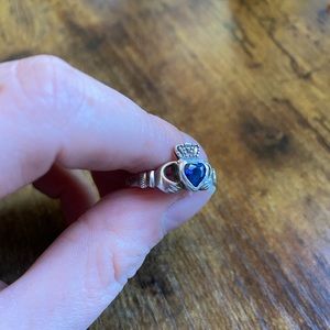 Sterling Silver and Sapphire Claddagh Ring